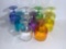 9 Multi-Colored Plastic Stemmed Glasses