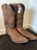 Justin Light Brown Leather Cowboy Boots