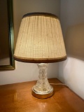 Pressed Glass Base Lamp with Pleated Shade