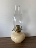 Oil Lamp with Hobnail Base and Clear Chimney