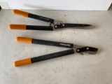 Two Fiskars Hedge Trimmers, Snips