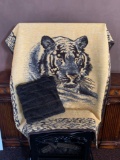 Biederlack Lap Robe With Tiger and Black Fur Type Pillow