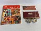Fondue, Hershey's & Chocolate and Cocoa Booklets and 2 Tin Molds