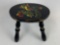 Footstool in Black Paint with PA Dutch Distelfink Motif