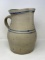 Early Antique Stoneware 2 Gallon Pitcher with Cobalt Linework