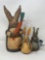 3 Folk Art Rabbit Figures