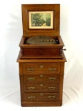 1800's Antique Regina Music Box with Under Cabinet, (2) 15 1/2