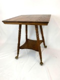 Oak Plant Stand with Turned Legs, Ball & Claw Feet and Spreader