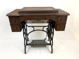 Antique Treadle Base Sewing Machine Cabinet