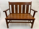 Oak Mission Style 2-Person Bench