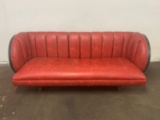 Beer Barrel Furniture Sofa with Red Pleated Leather Back