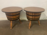 2 Barrel Base Side Tables