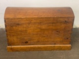Antique Style Dome Top Dove-Tailed Wooden Chest with Candle Box