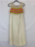 Vintage Dress with Sheer Bodice and Woven Ribbon Decoration