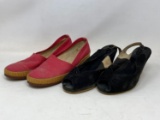 Red Espadrilles and Black Suede Sandals