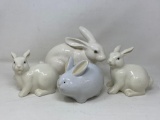 4 White Rabbit Figures