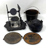 Cast Iron Grouping, Stove plates, Ink well