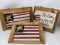 3 Wooden Signs- 2 Flags and 