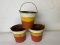 3 Partially Painted Tin Pails with Handles