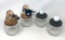 4 Glass Jars with Wooden Lids- 2 Have Snowman Tops, 2 Have Golf Ball Tops
