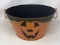 Jack-O-Lantern Decorated Metal Pail with Ring Handles