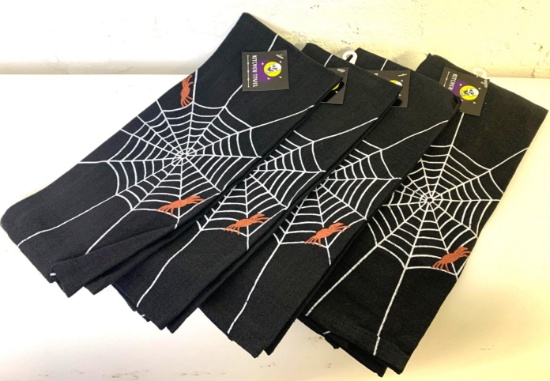4 Halloween Theme Spider Web Kitchen Towels