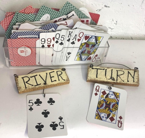 Playing Cards and 2 Signs "River" and "Turn"
