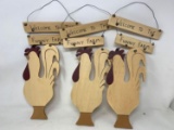 3 Rooster Signs- 