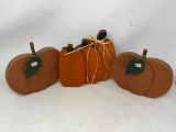 3 Wooden Pumpkin Decorations