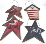 3 Star Signs- 2 Welcome and Liberty and Patriotic Bird House