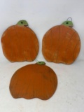 3 Wooden Pumpkin Ornaments