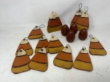 Candy Corn Ornaments, Candy Corn Decoration and 4 Wooden Painted Eggs