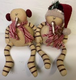 Pair of Stuffed Snowmen- One with Hat, One with Ear Muffs