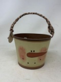 Jack-O-Lantern Decorated Metal Pail with Wrapped Handle