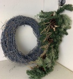 Grapevine Wreath and Faux Pine Decoration