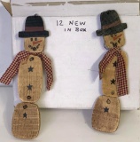 NEW Wooden Jointed Snowman Ornaments- 12 in Box