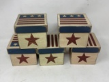 5 Wooden Patriotic Boxes with Lids