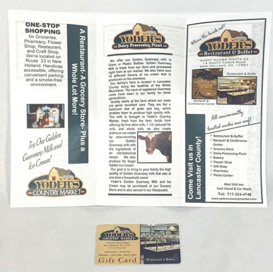 Yoders Country Market and Restaurant Shopping Spree or Dinner Gift Card