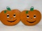 2 Wooden Pumpkins with Happy Faces