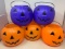 5 Plastic Jack-O-Lantern Candy Buckets