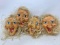 4 Witches Faces with Raffia 