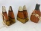 2 Wooden Candy Corn Napkin or Letter Holders and Wooden Pumpkin Standing Decoration
