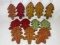 12 Wooden Autumn Leaf Ornaments