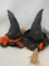 2 Decorated & Stuffed Fabric Witch Hats