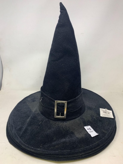 5 Black Fabric Witches' Hats with Buckle