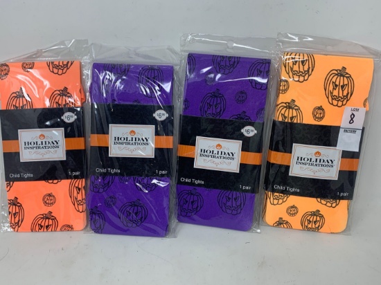 4 Packs of Child Sized Halloween Tights- All New in Packaging