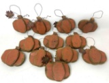 12 3-D Wooden Pumpkin Ornaments