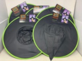 5 Black Fabric Green Trimmed Witches Hats- All New with Tags