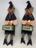 2 Hanging Witch Signs