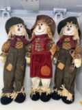 3 Stuffed Scarecrow Dolls